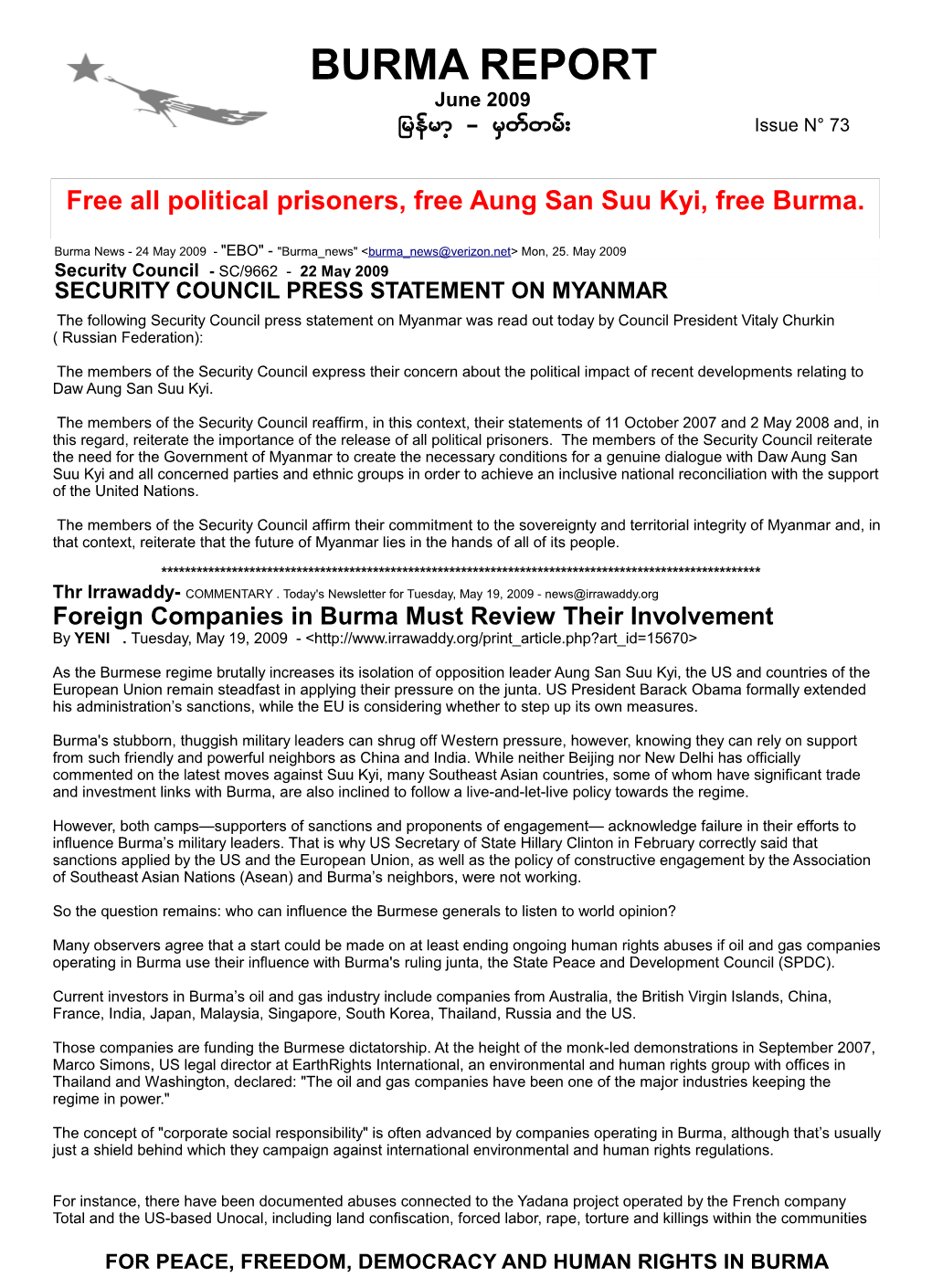 Burma Report BR-I 73