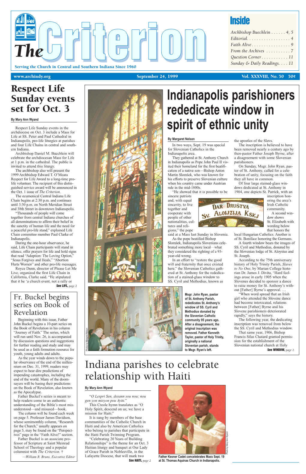 Indianapolis Parishioners Rededicate Window in Spirit of Ethnic Unity