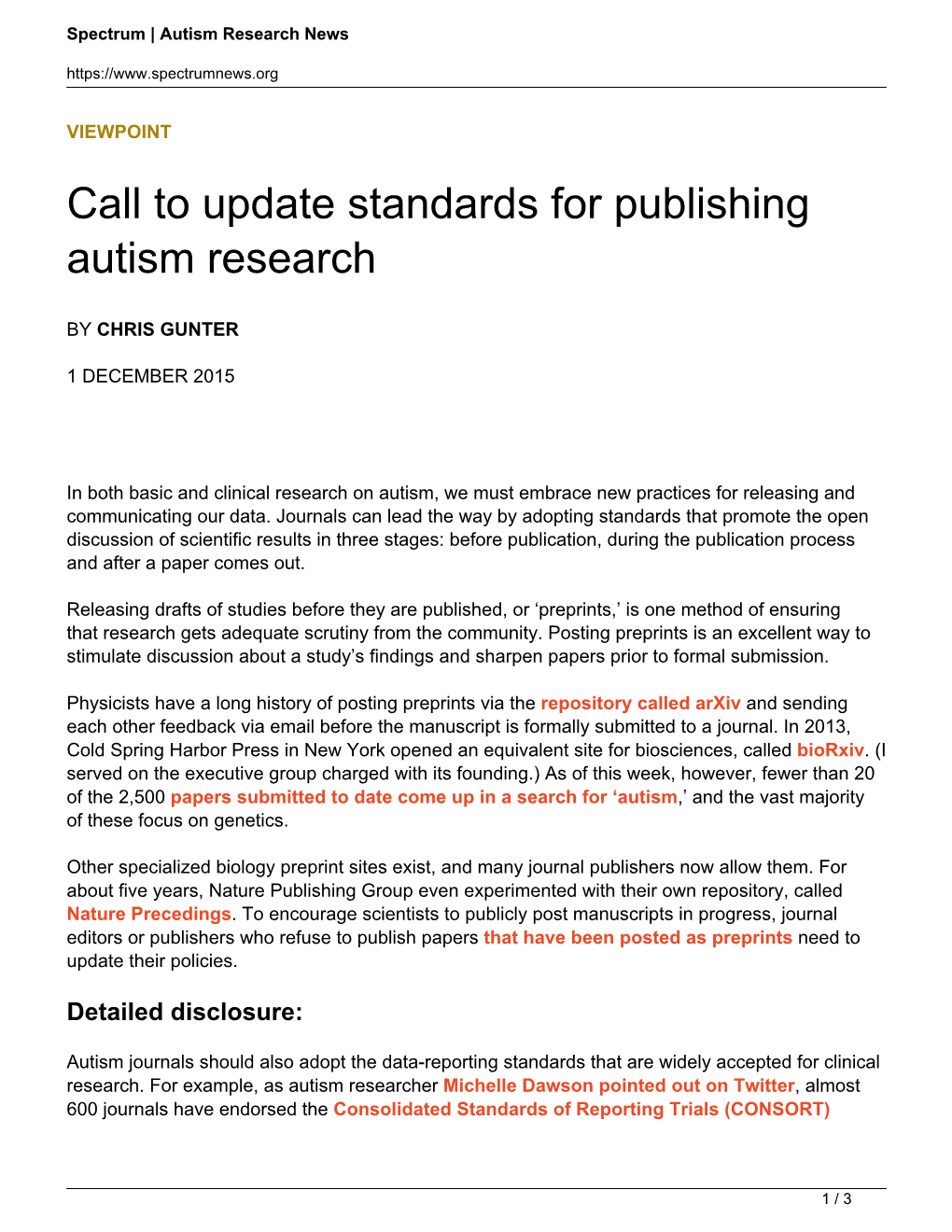 Call to Update Standards for Publishing Autism Research