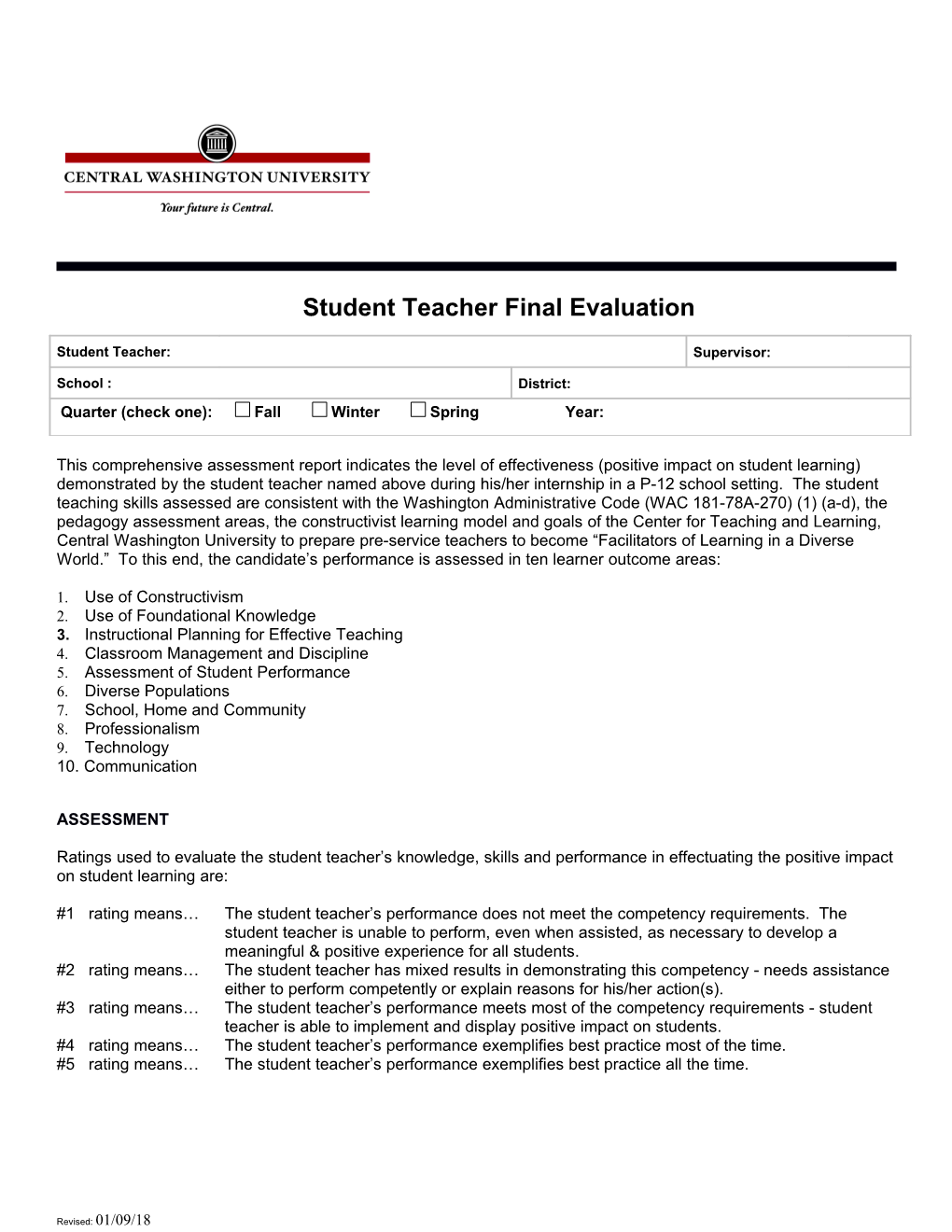 Student Teacher Final Evaluation