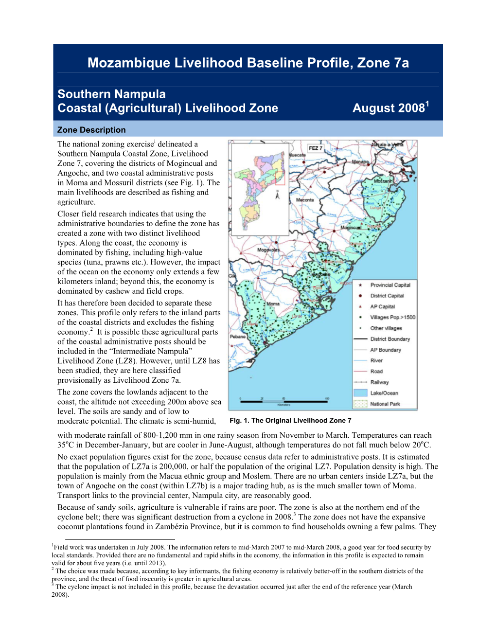 Mozambique Livelihood Baseline Profile, Zone 7A