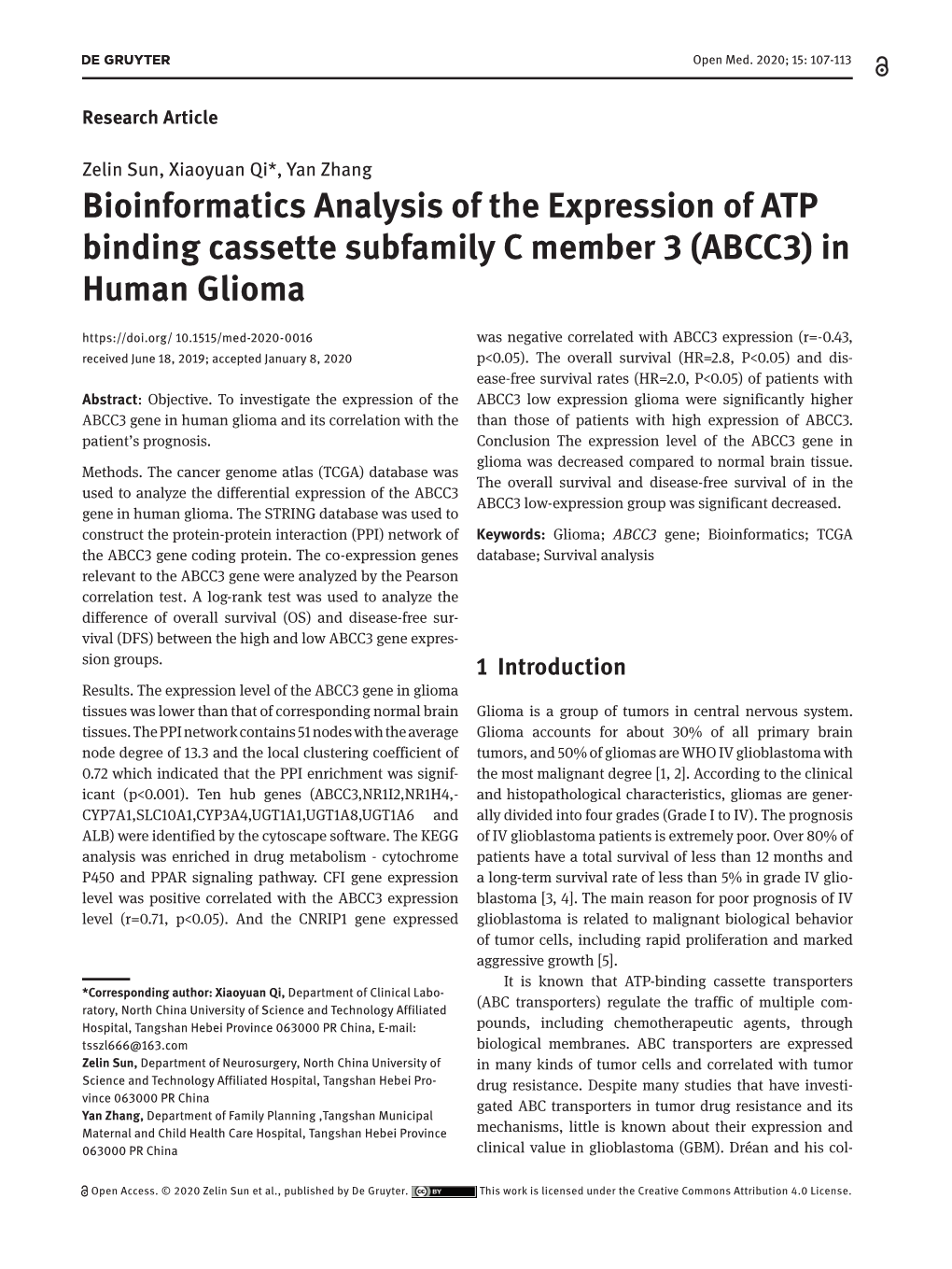 (ABCC3) in Human Glioma