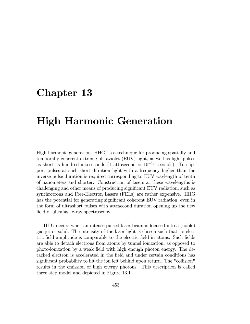 Chapter 13 High Harmonic Generation