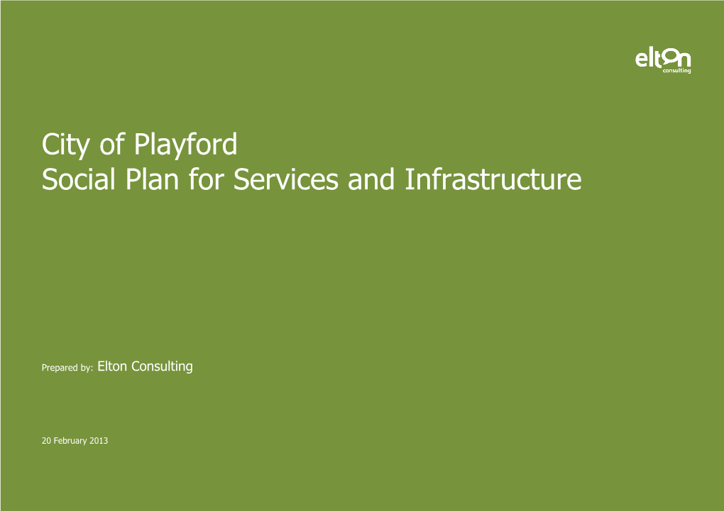 City of Playford Social Plan for Services and Infrastructure