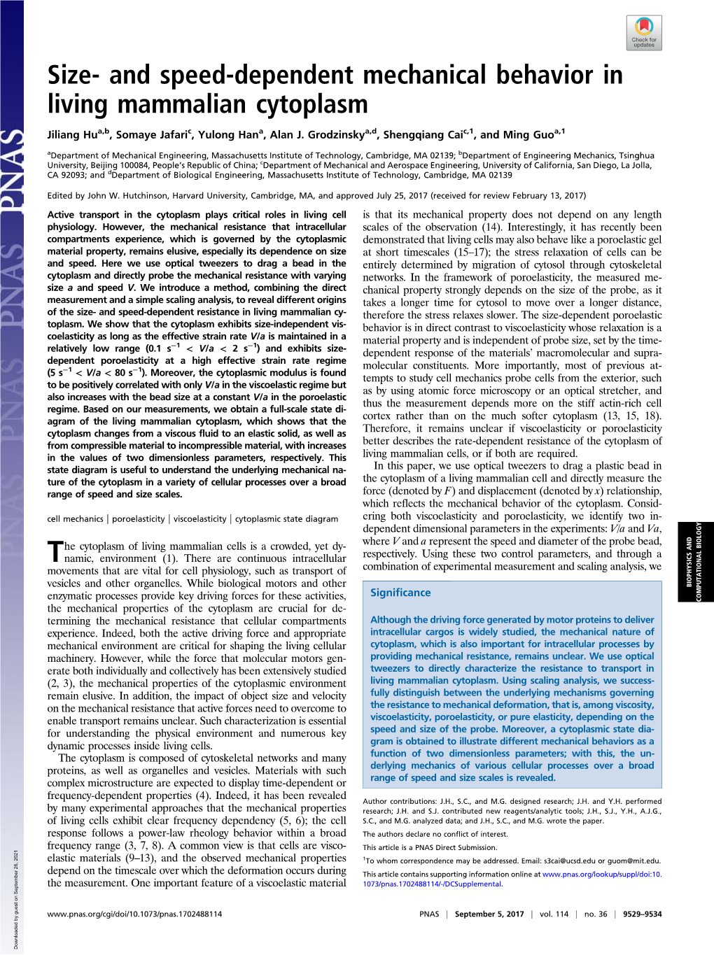 And Speed-Dependent Mechanical Behavior in Living Mammalian Cytoplasm