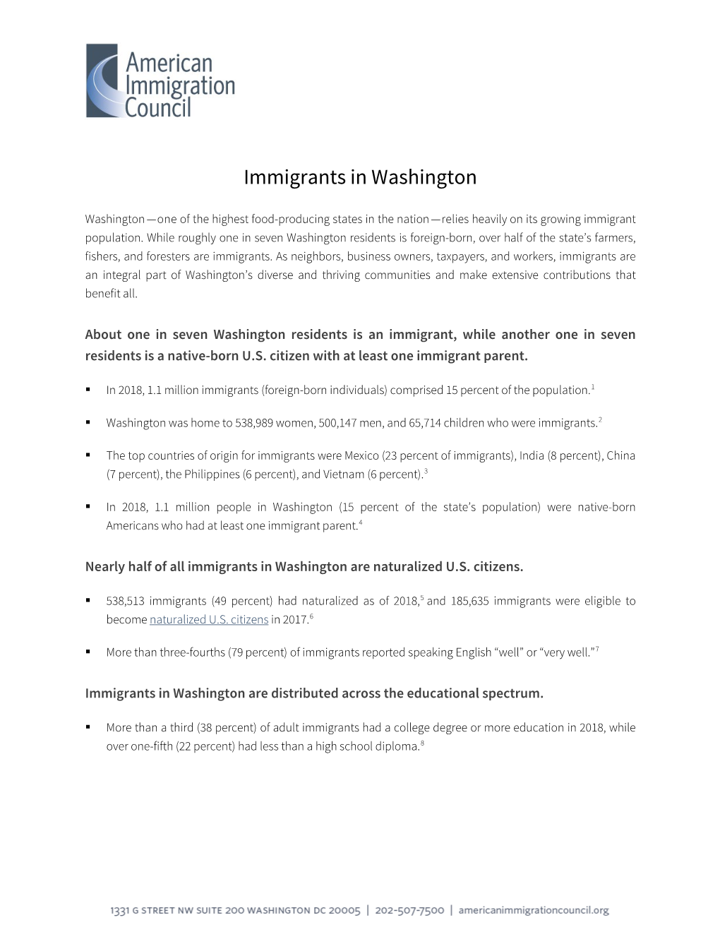 Immigrants in Washington