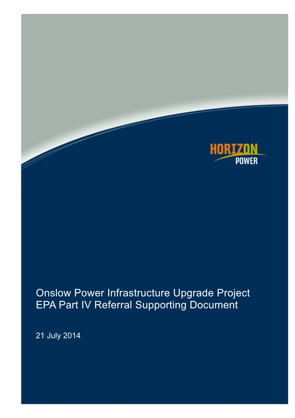 Onslow Power Infrastructure Upgrade Project EPA Part IV Referral Supporting Document