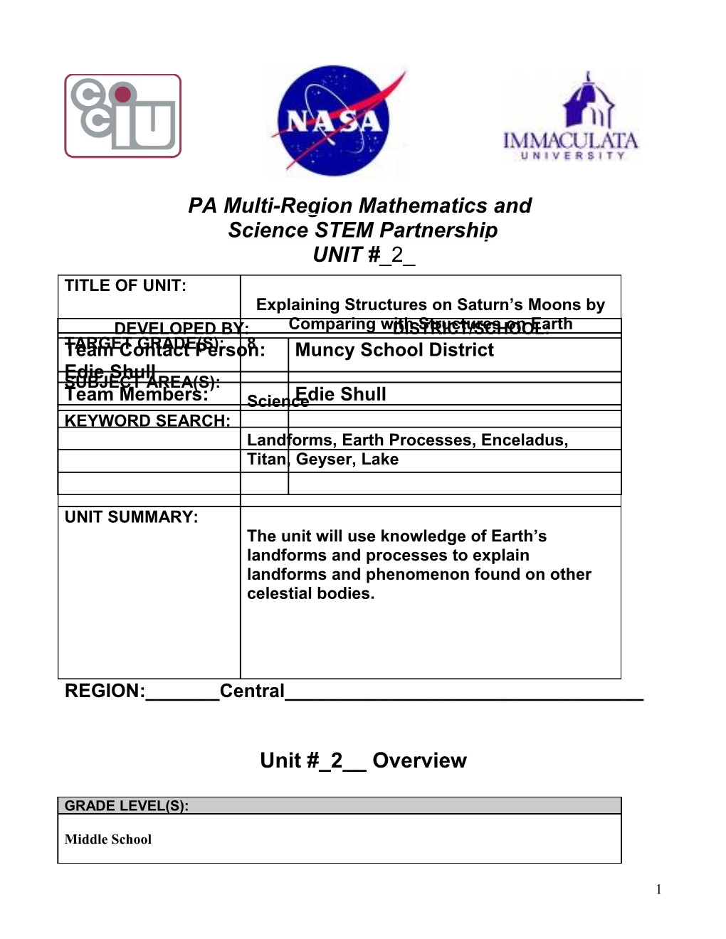 PA Multi-Region Mathematics And