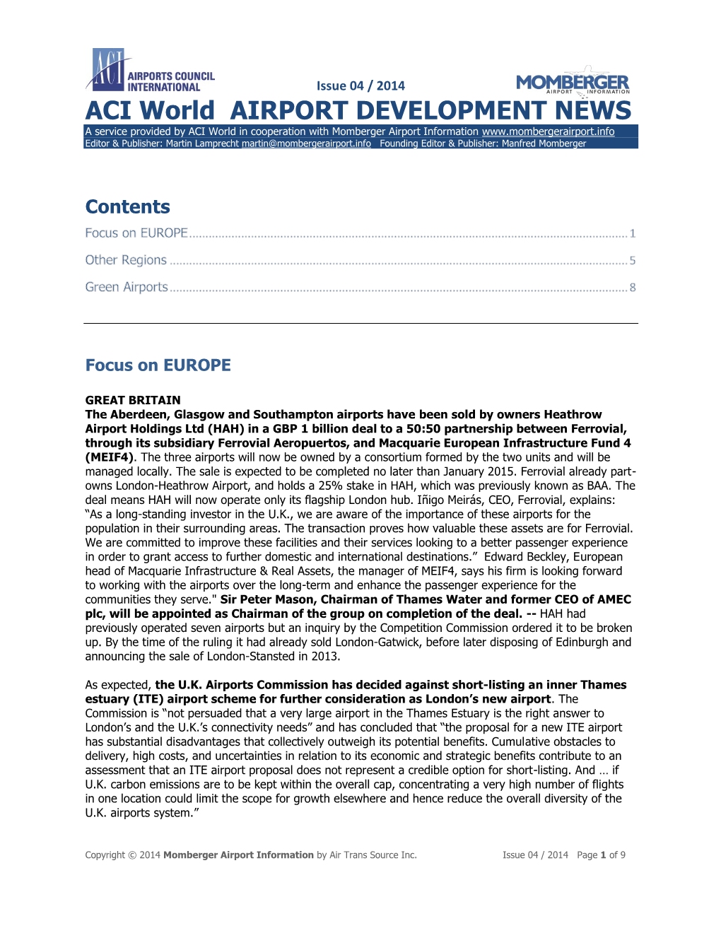 ACI World Airport Development News: Issue 04