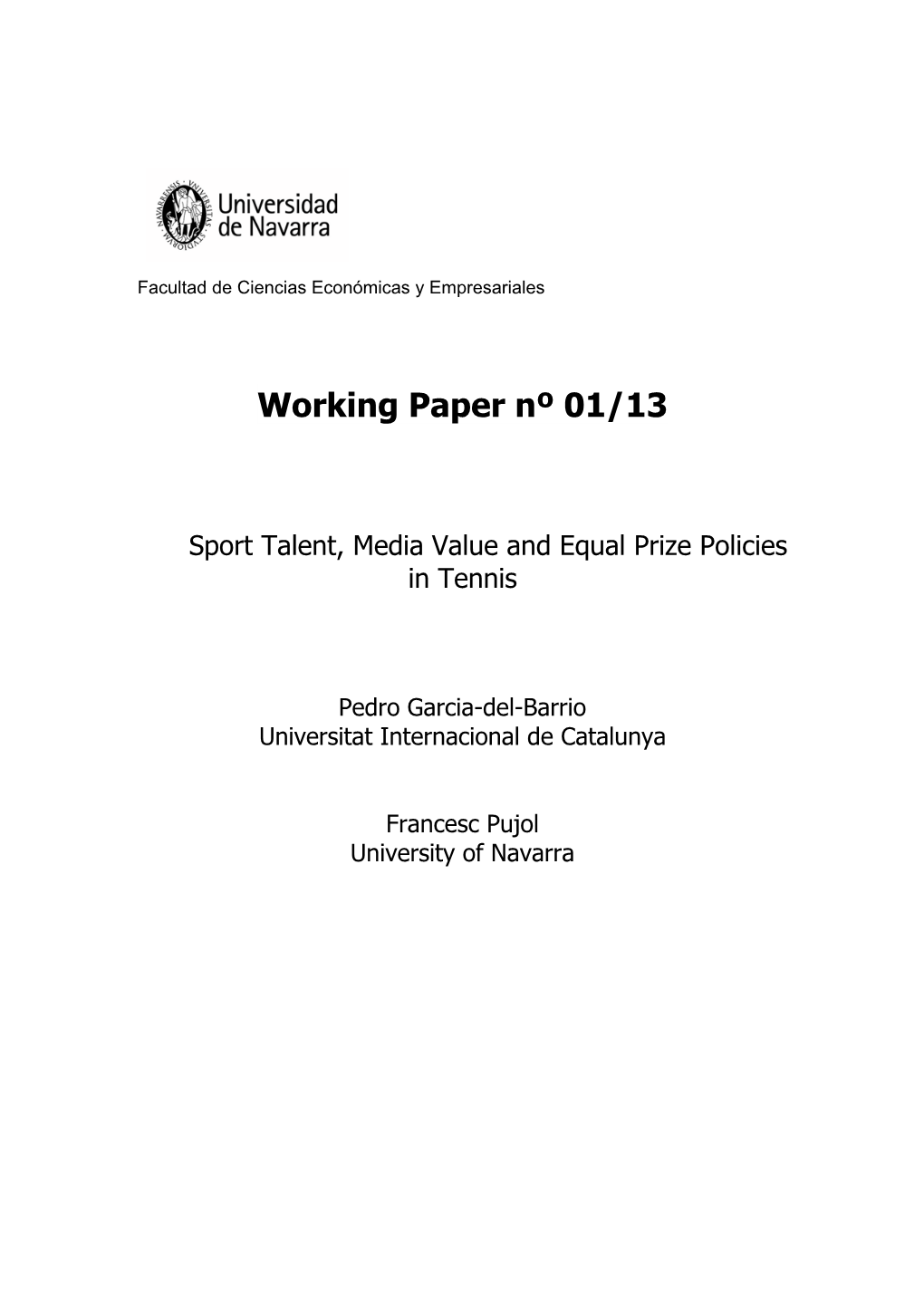 Working Paper Nº 01/13