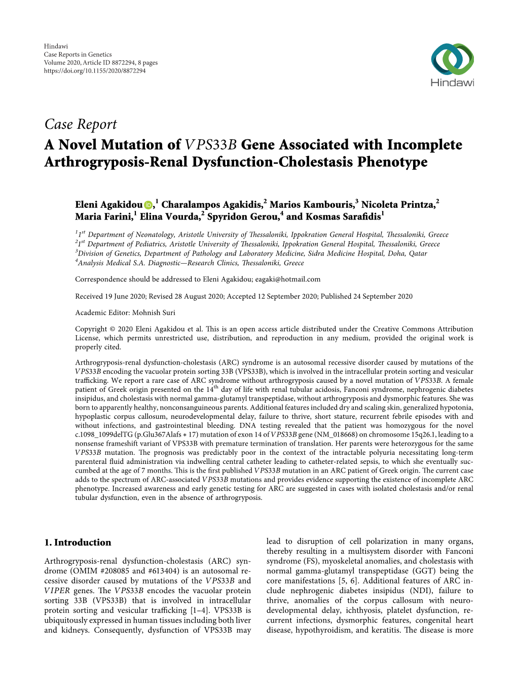 A Novel Mutation of Gene Associated with Incomplete Arthrogryposis