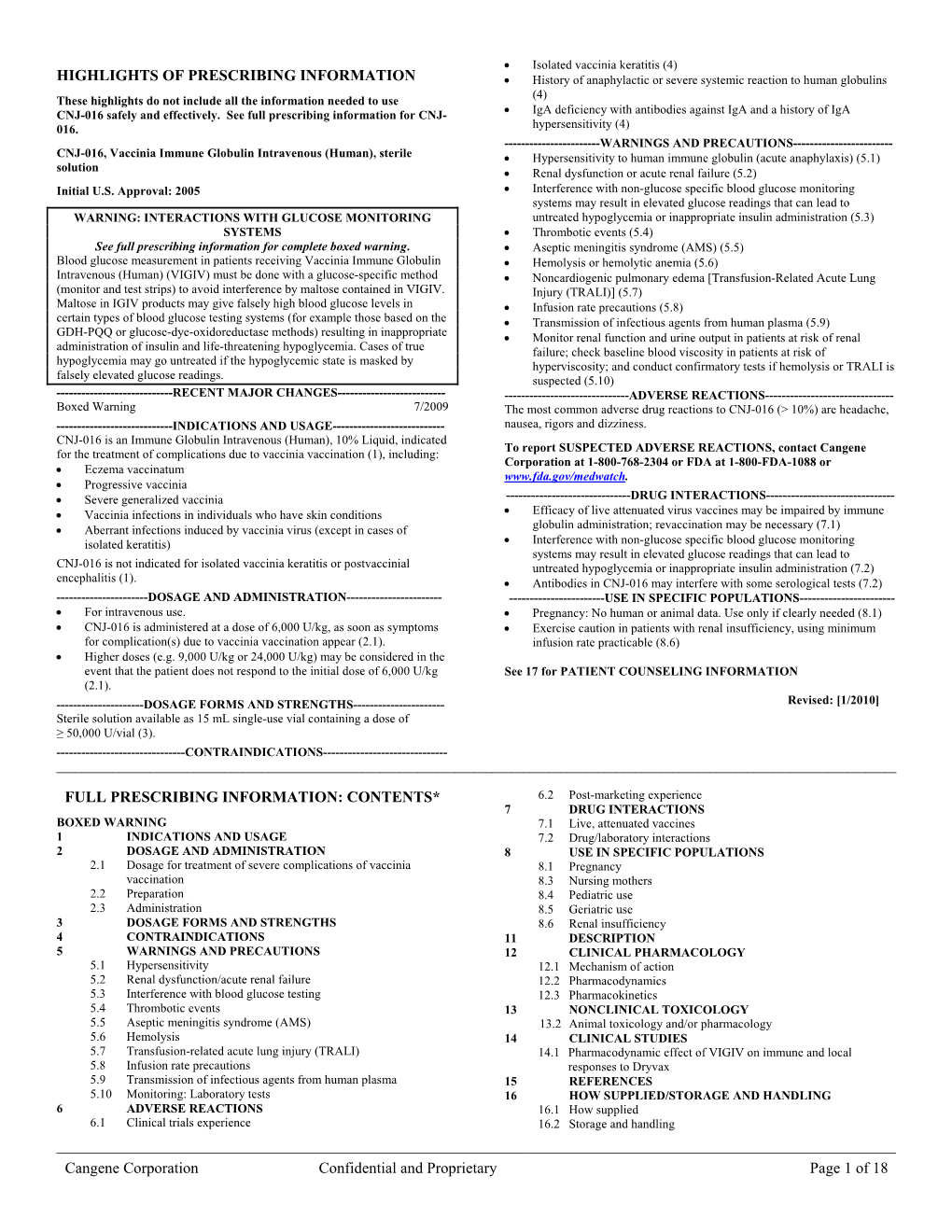 Vaccinia Immune Globulin