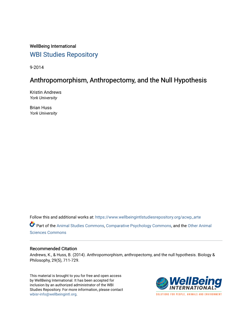 Anthropomorphism, Anthropectomy, and the Null Hypothesis