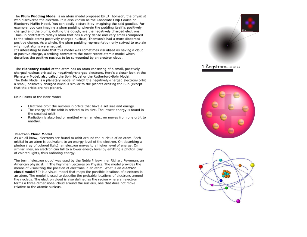 The Plum Pudding Model Is an Atom Model Proposed by JJ Thomson, the Physicist Who Discovered the Electron