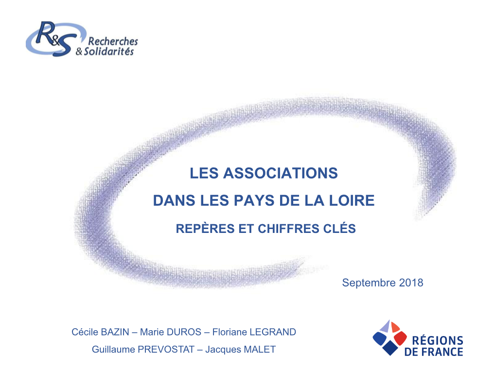 Les Associations Dans Les Pays De La Loire, Repères Et Chiffres Clés