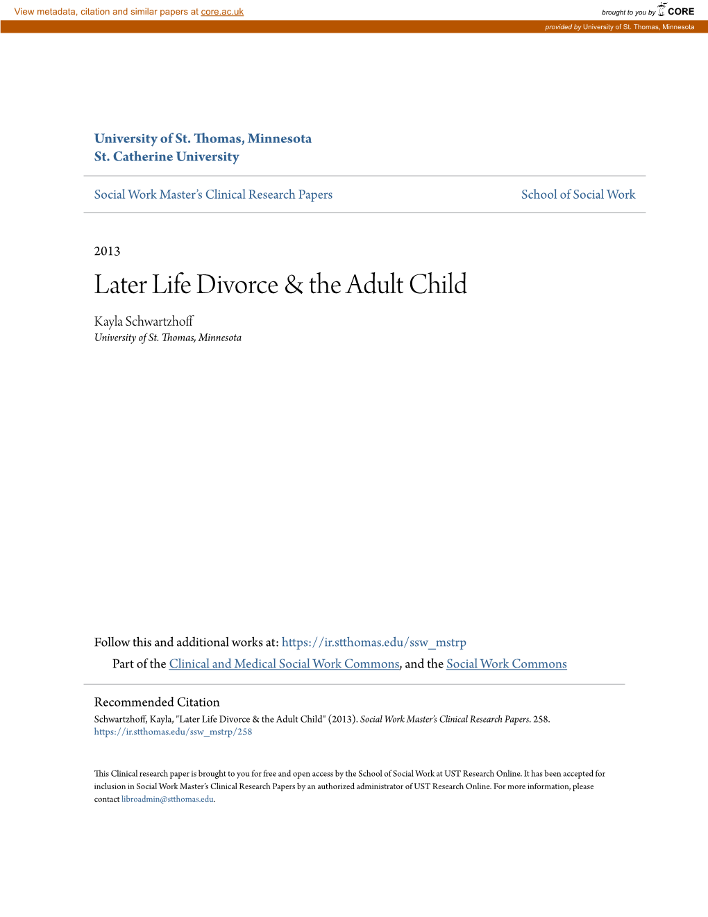 Later Life Divorce & the Adult Child