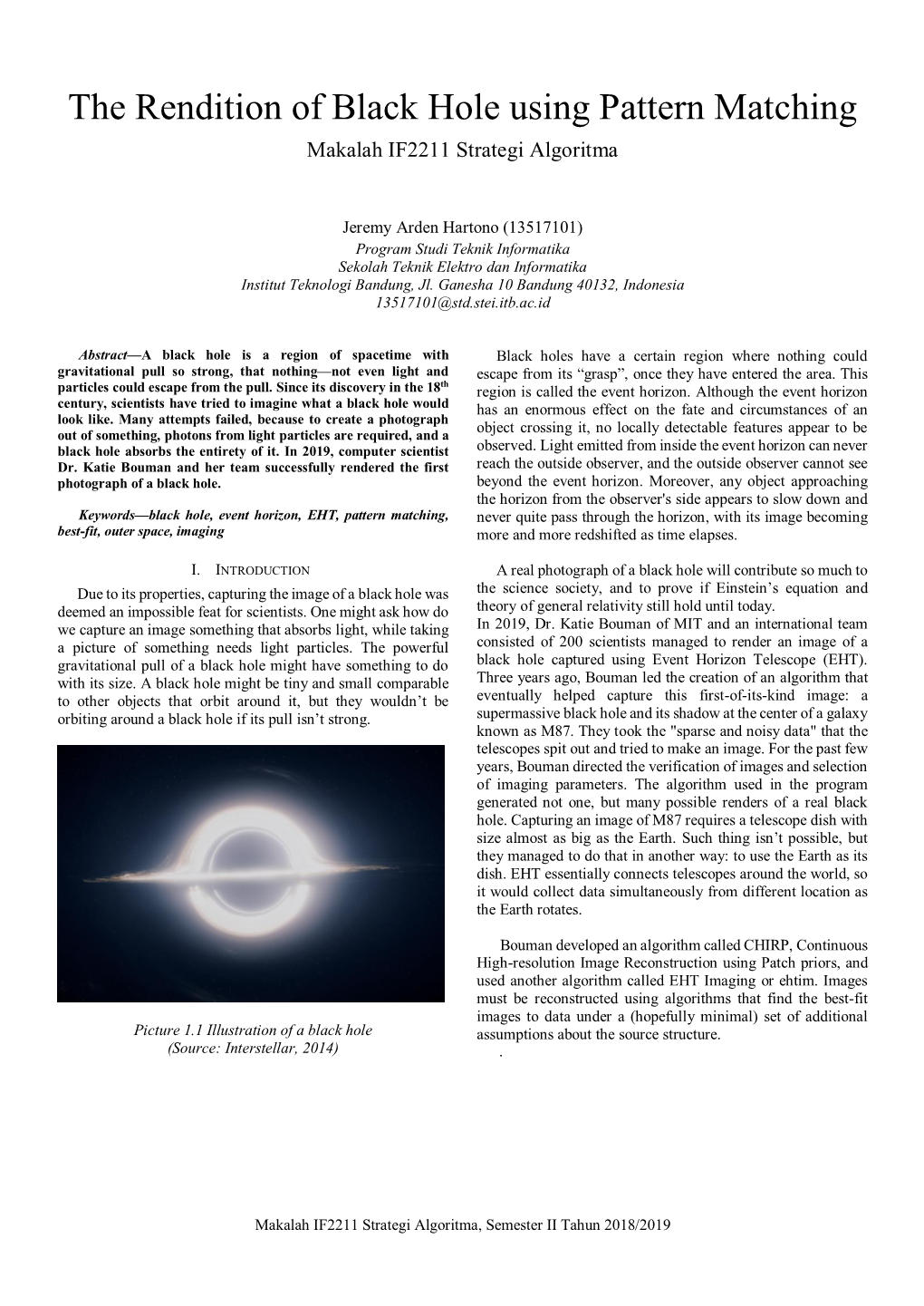 The Rendition of Black Hole Using Pattern Matching Makalah IF2211 Strategi Algoritma