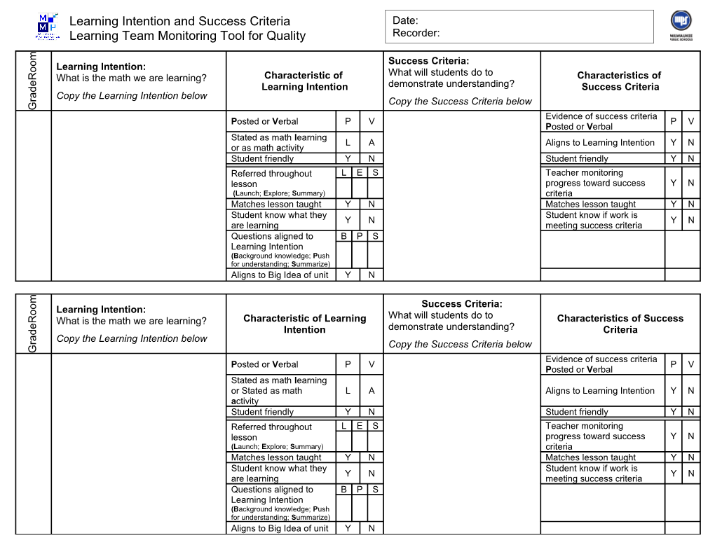 Outline for Math Focus