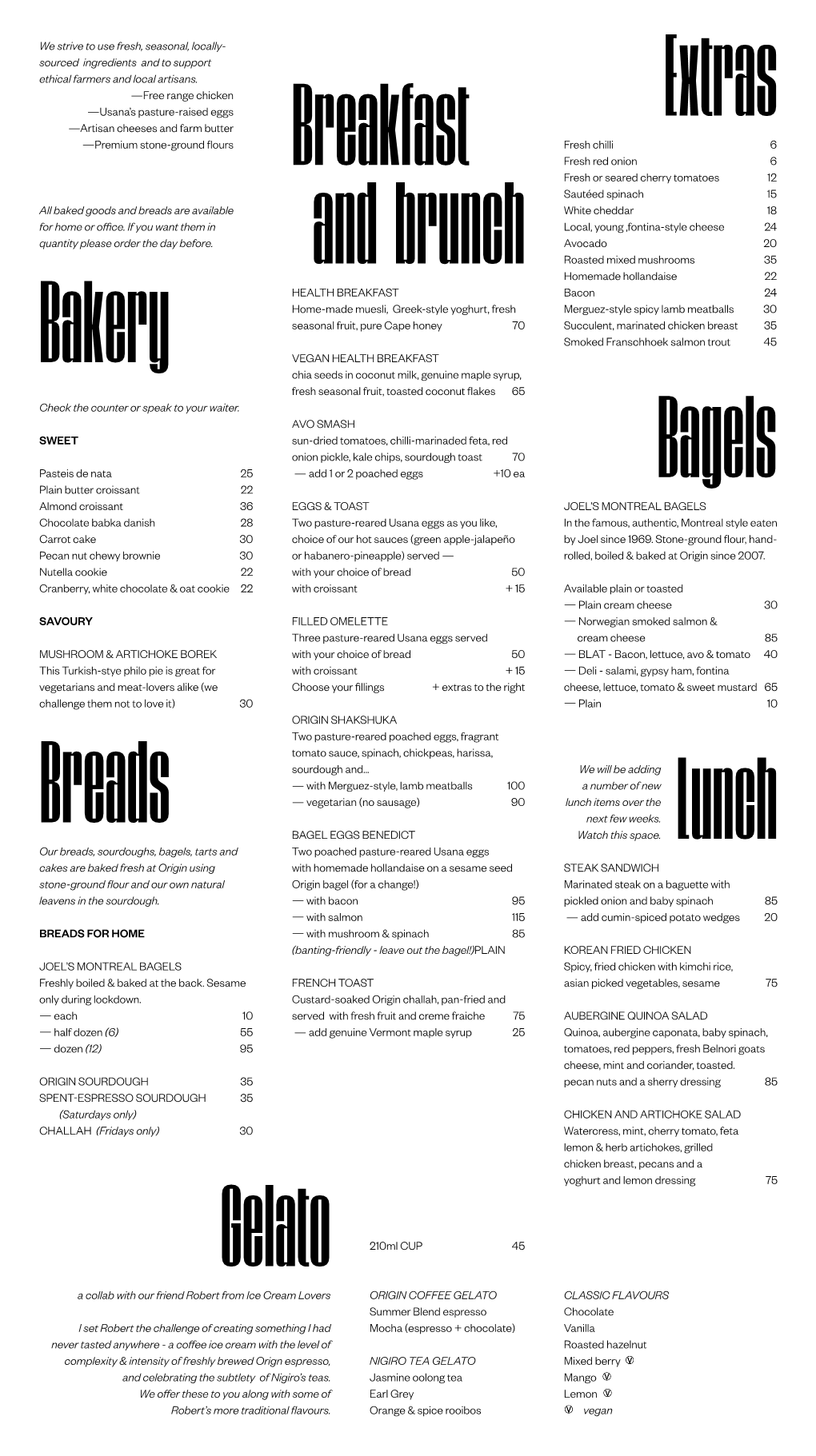 Cape Town Hq Food Menu