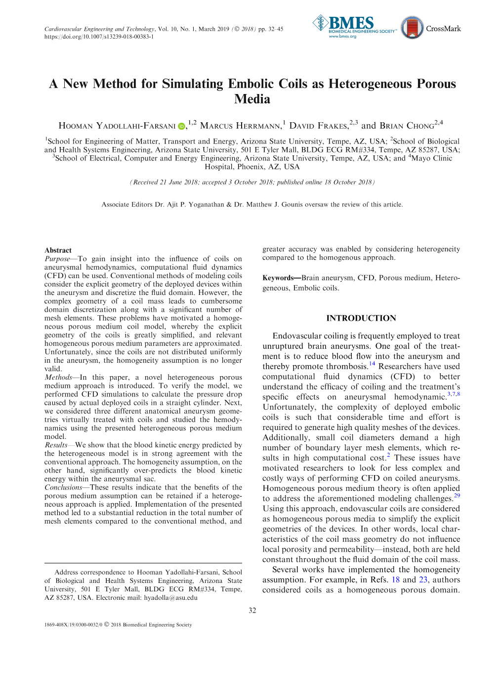 A New Method for Simulating Embolic Coils As Heterogeneous Porous Media