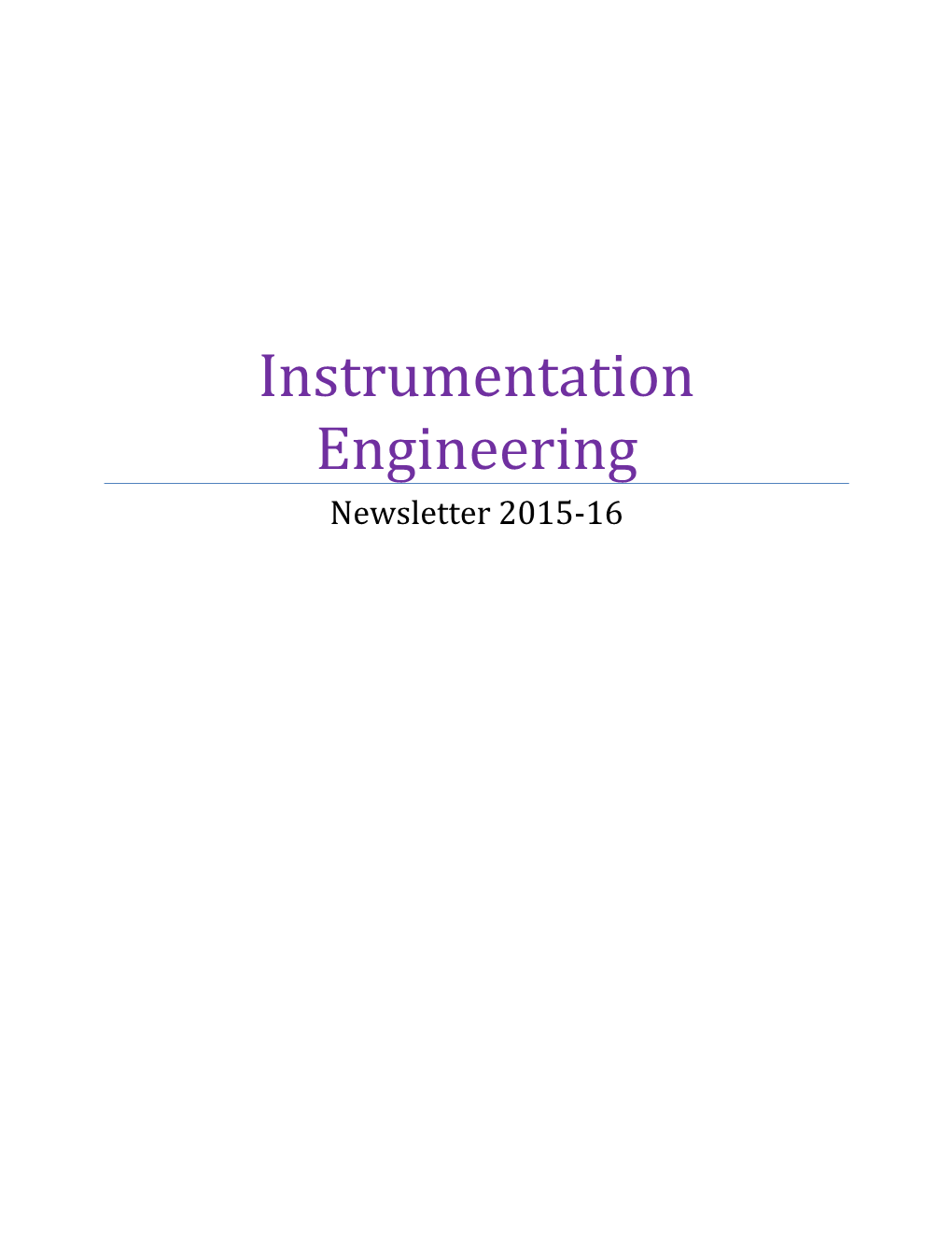 Instrumentation Engineering Newsletter 2015-16