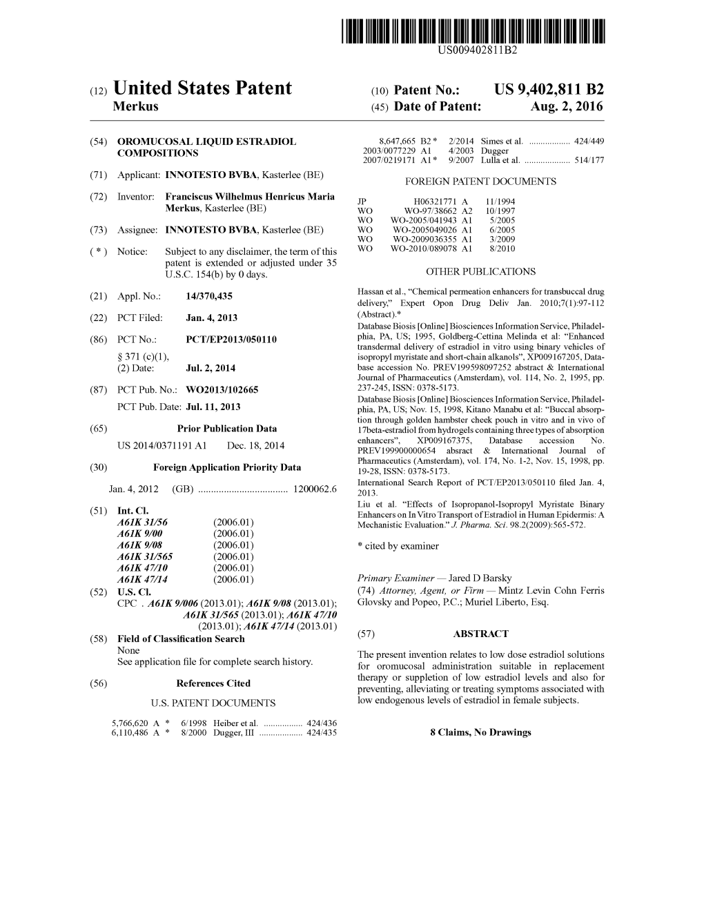 (12) United States Patent (10) Patent No.: US 9.402,811 B2 Merkus (45) Date of Patent: Aug