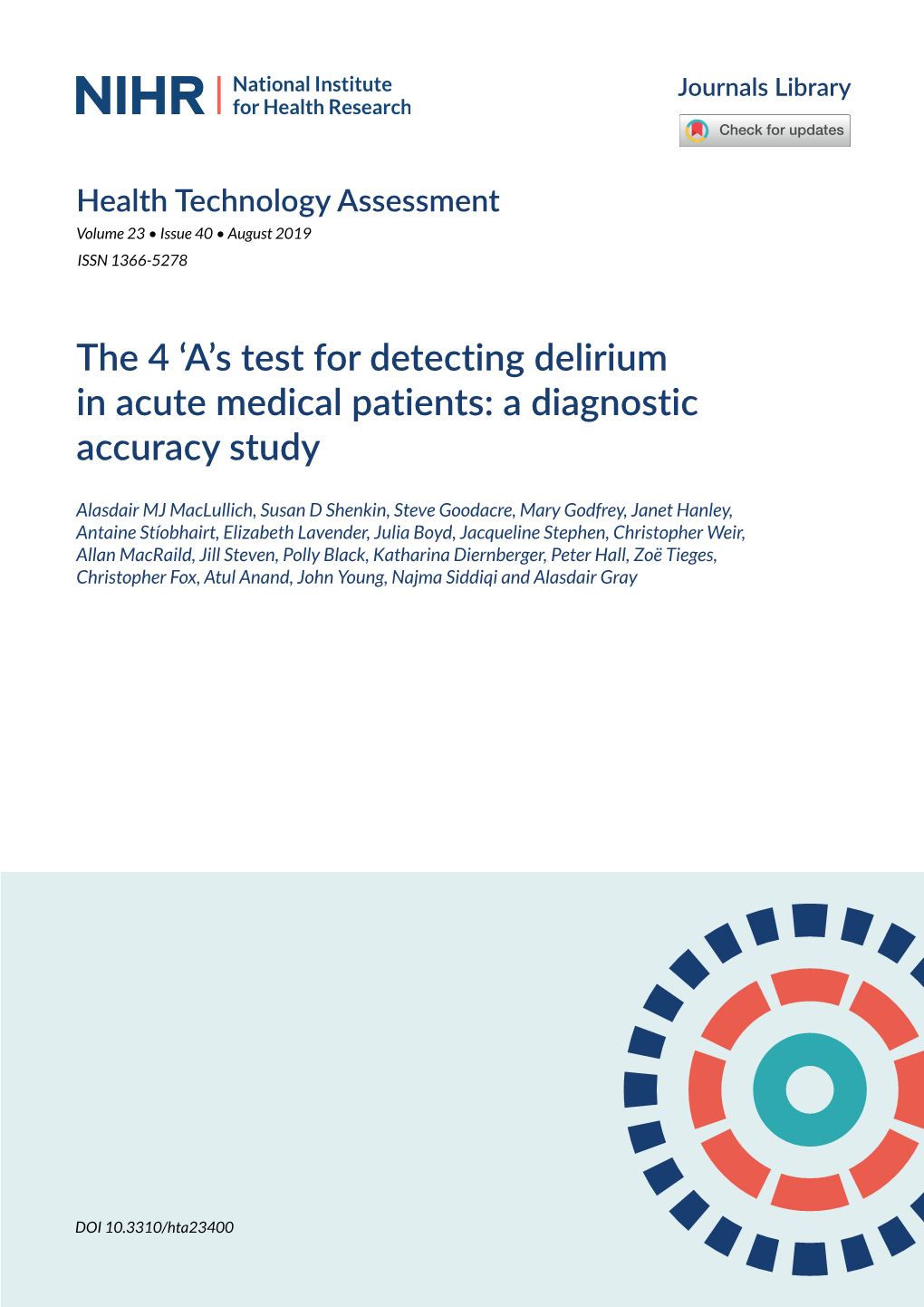 The 4 'A's Test for Detecting Delirium in Acute Medical Patients: a Diagnostic