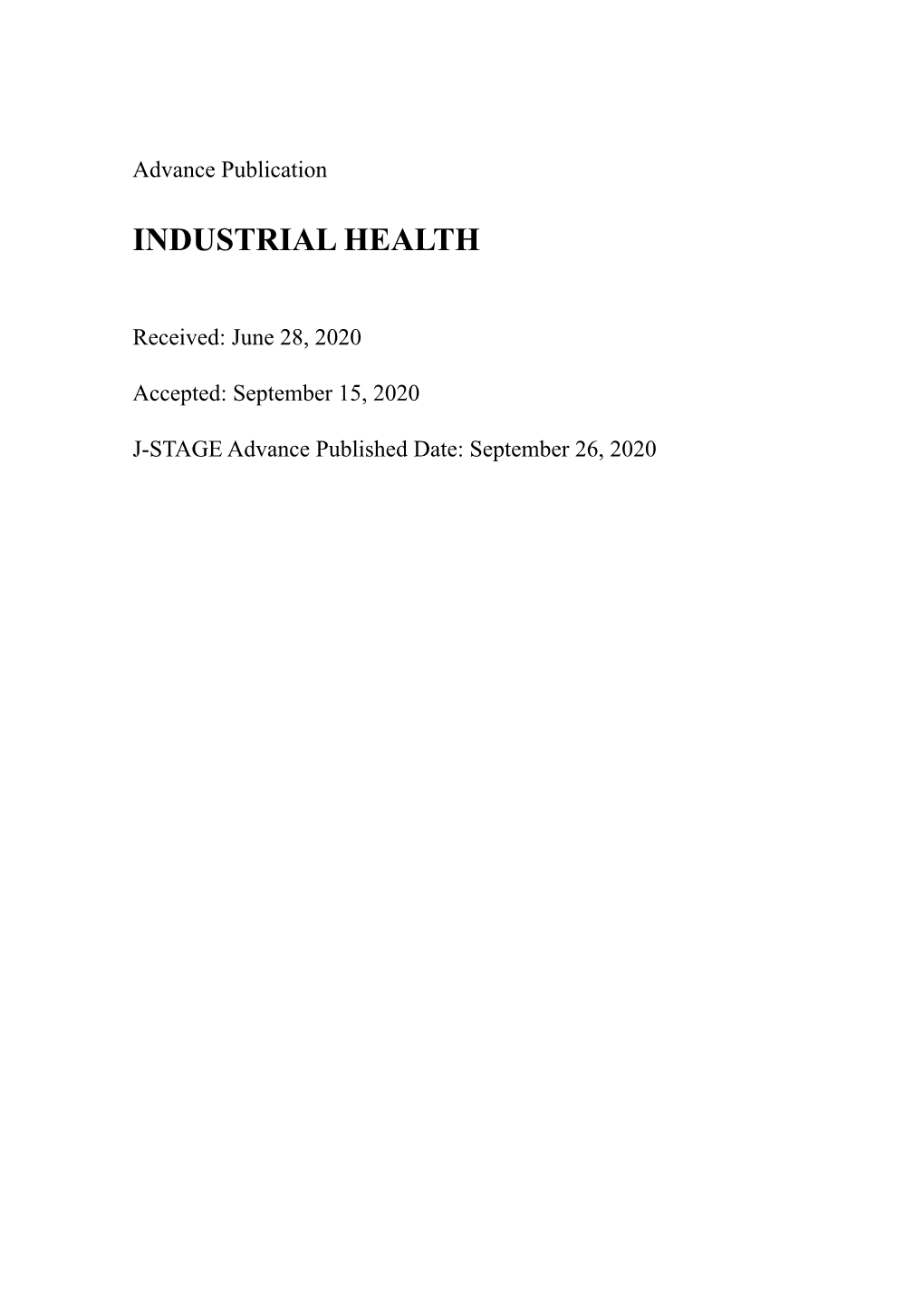 Industrial Health