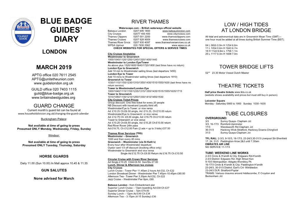 Blue Badge Guides' Diary