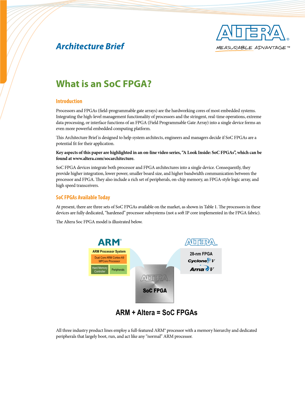 What Is an Soc FPGA? Architecture Brief (PDF)