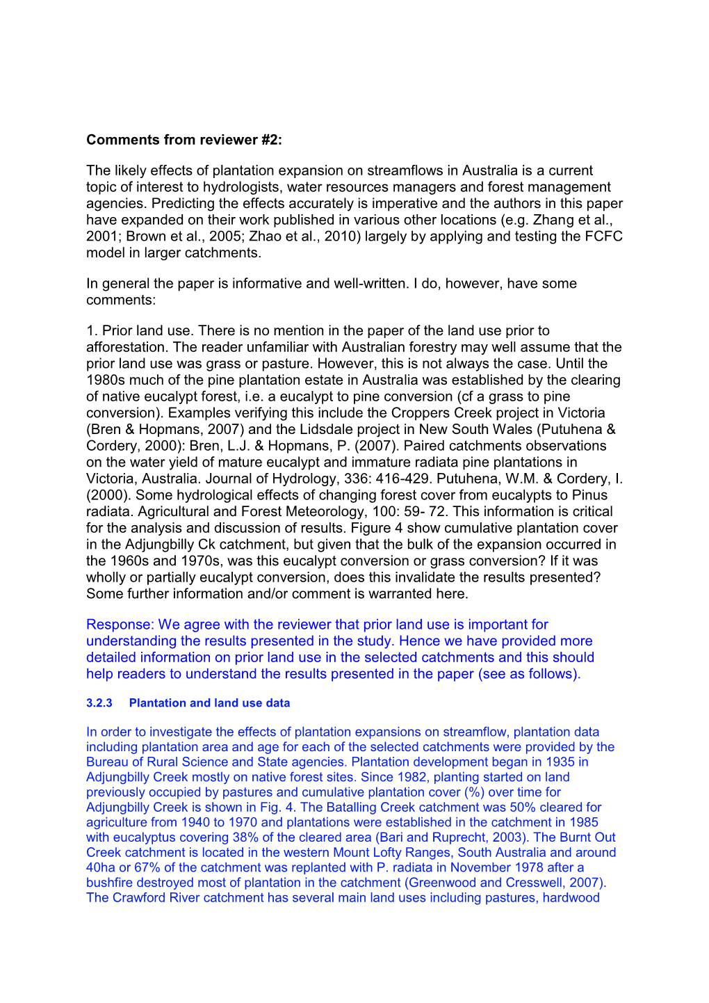 The Likely Effects of Plantation Expansion on Streamflows