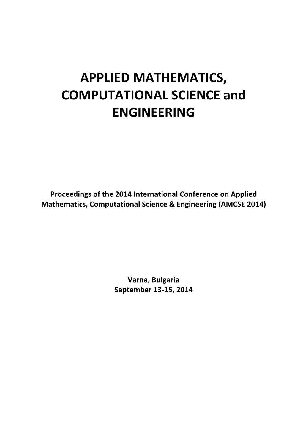 APPLIED MATHEMATICS, COMPUTATIONAL SCIENCE And