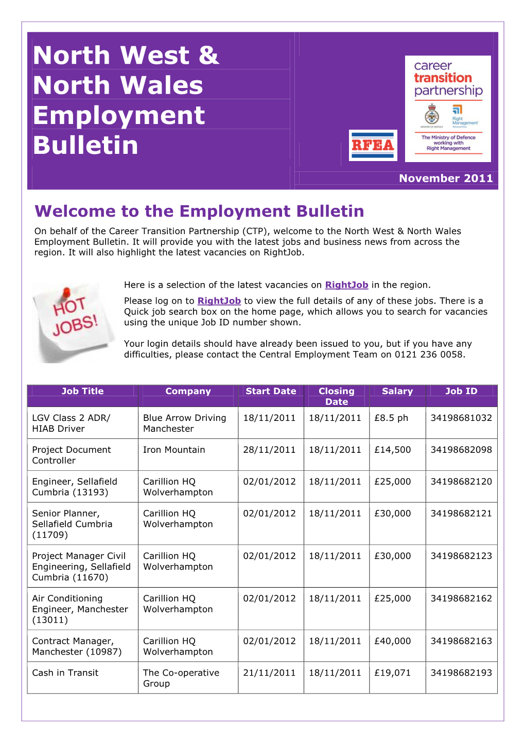 North West & North Wales Employment Bulletin