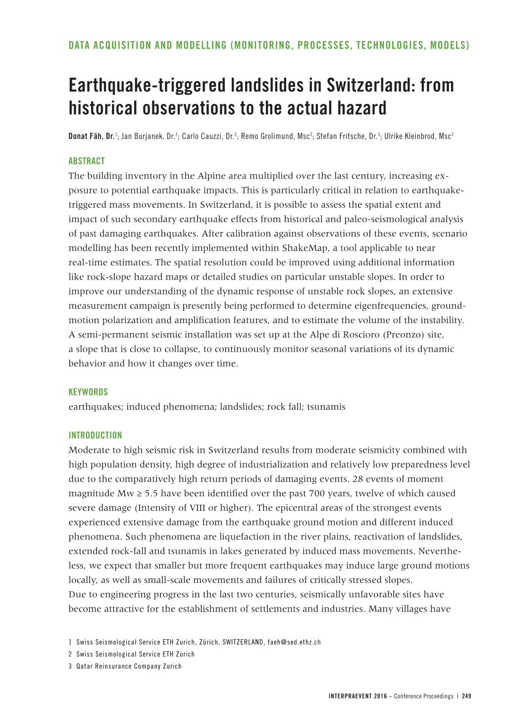 Earthquake-Triggered Landslides in Switzerland: from Historical Observations to the Actual Hazard