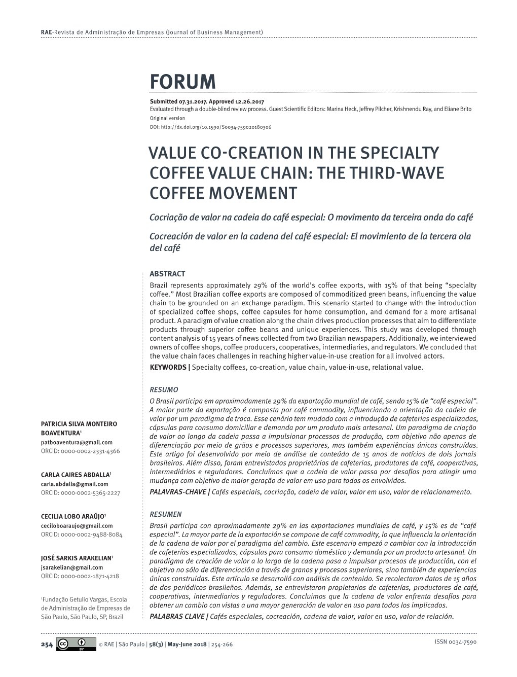 Value Co-Creation in the Specialty Coffee Value Chain: the Third-Wave Coffee Movement