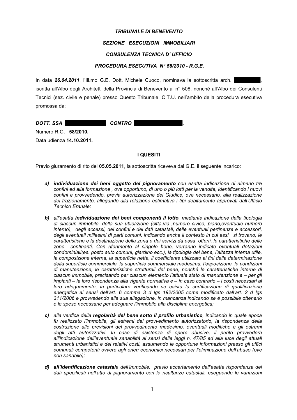 Tribunale Di Benevento Sezione Esecuzioni