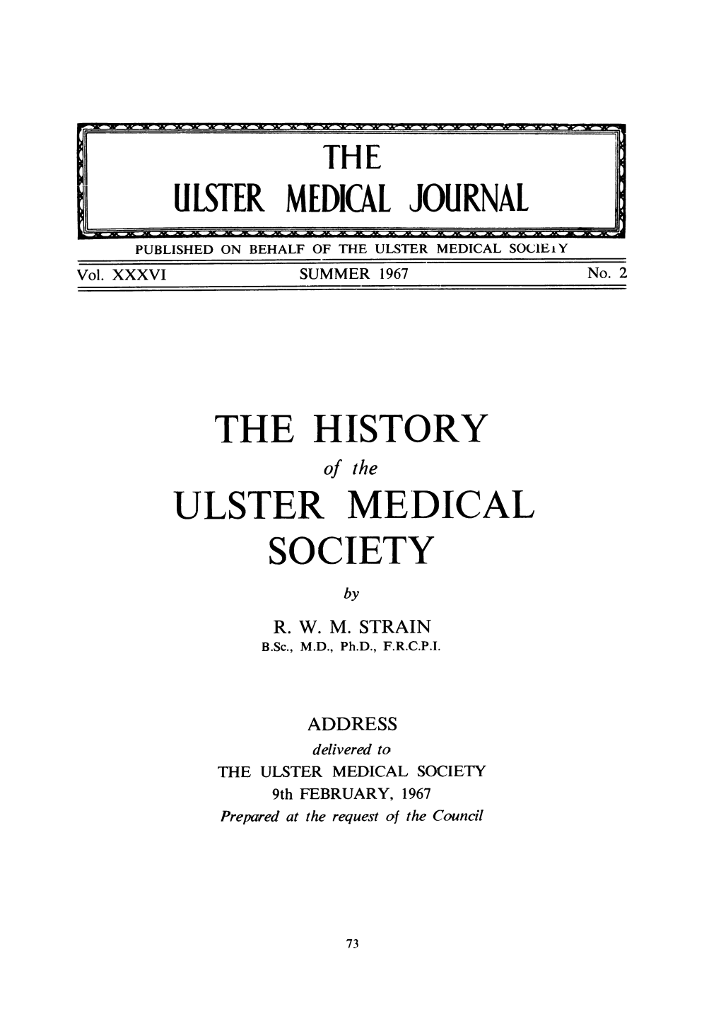 Ll ULSTER MEDICAL JOURNAL P