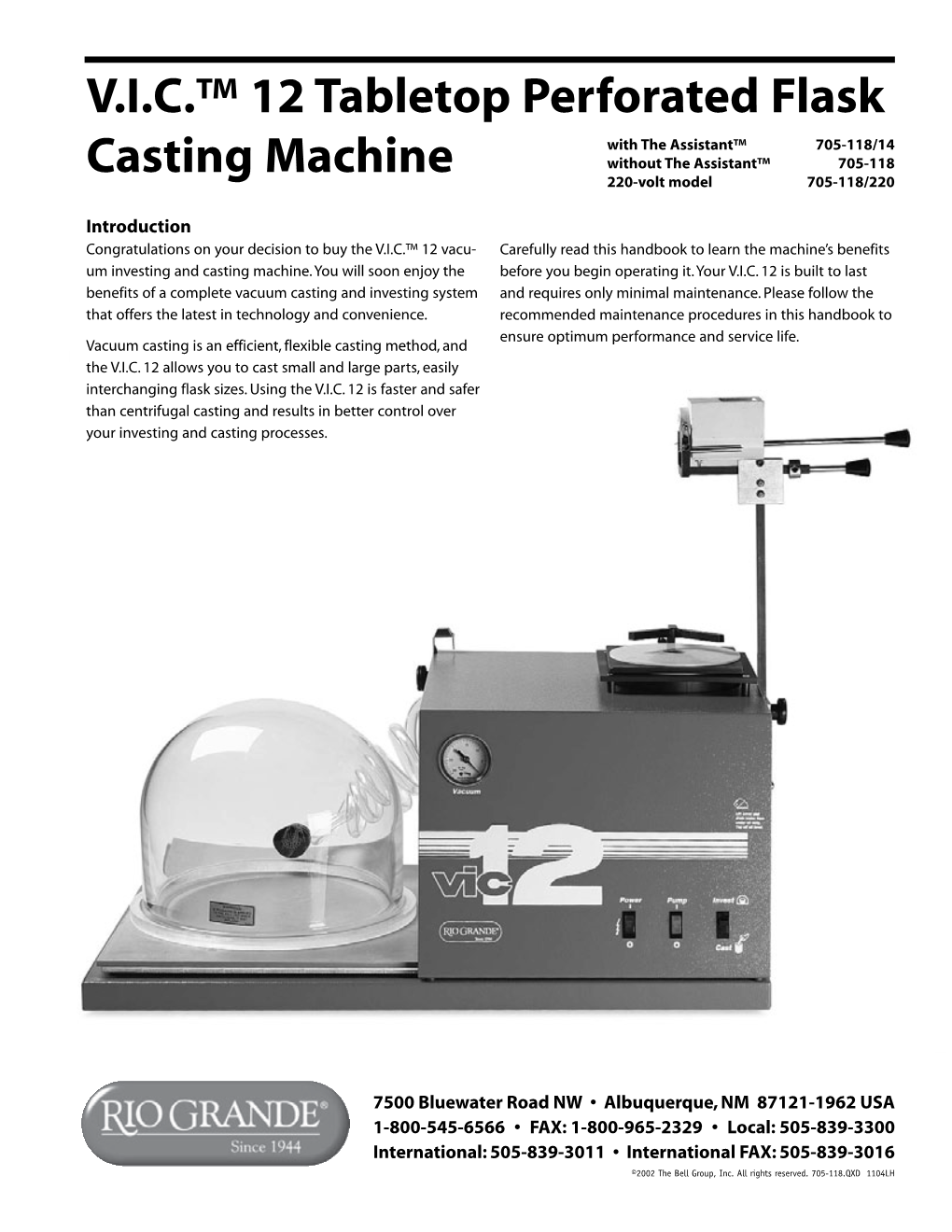 V.I.C.™ 12 Tabletop Perforated Flask Casting Machine