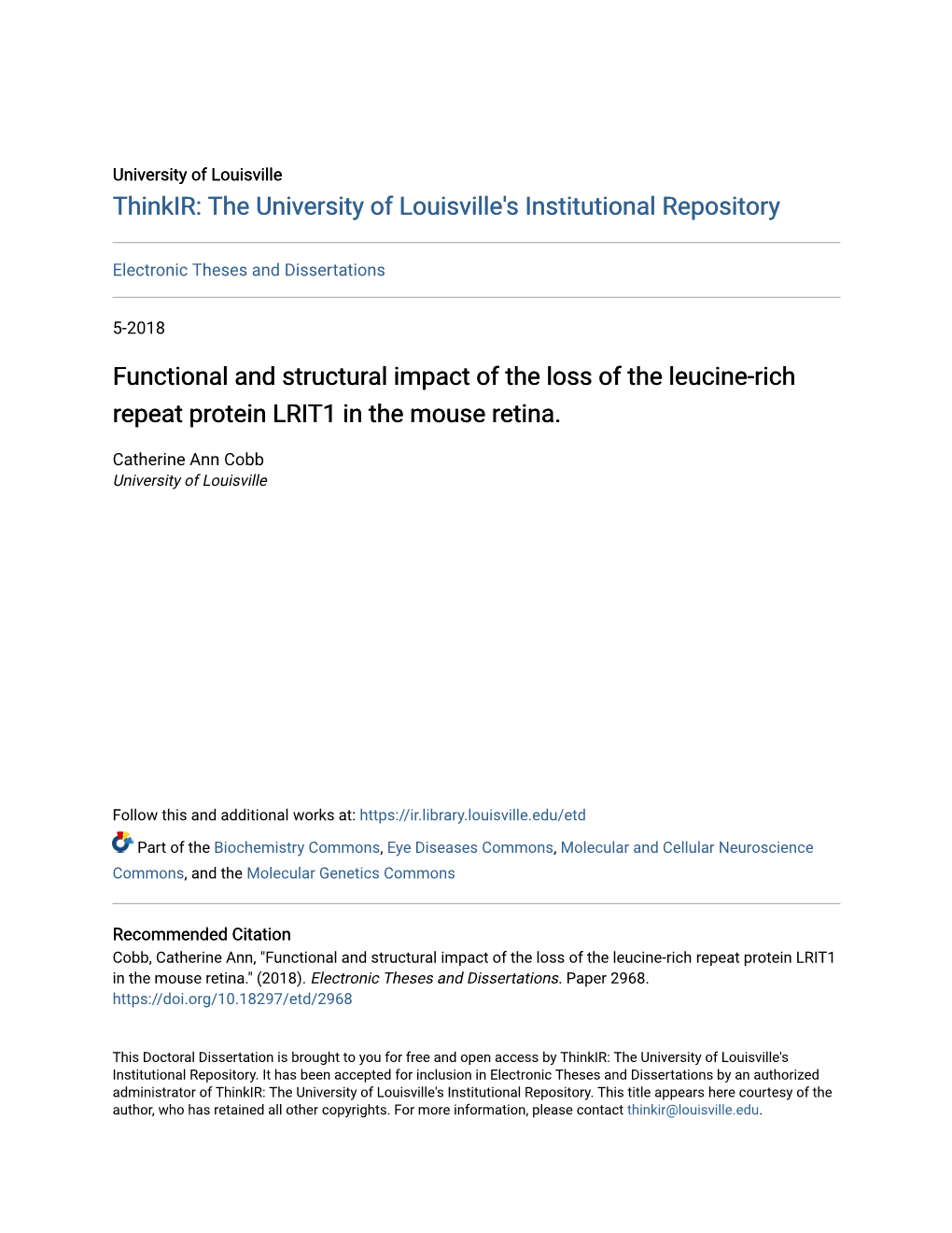 Functional and Structural Impact of the Loss of the Leucine-Rich Repeat Protein LRIT1 in the Mouse Retina