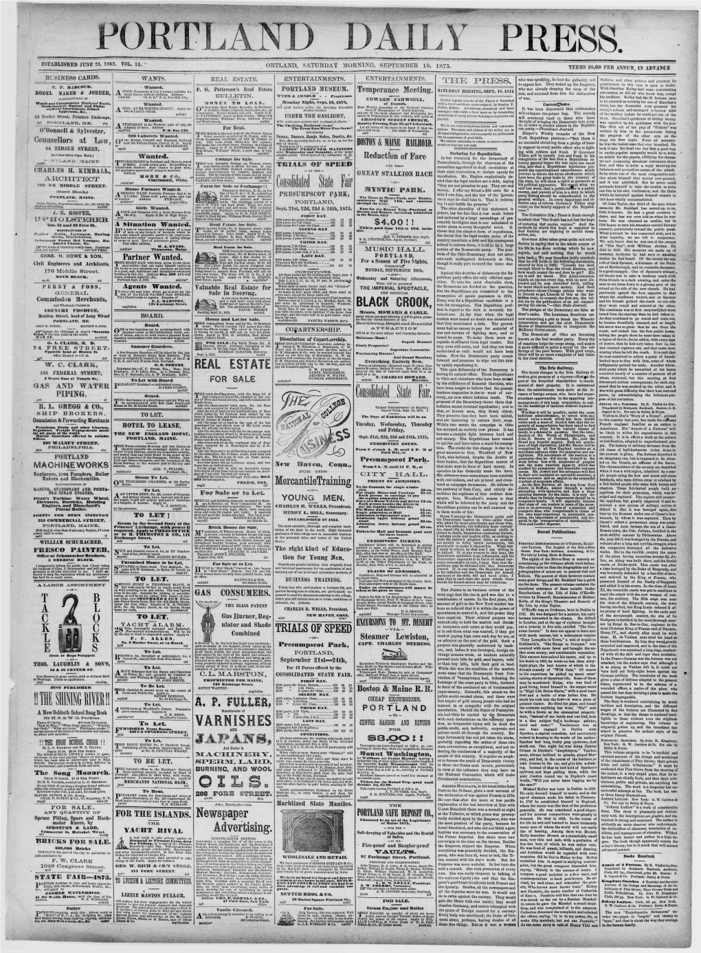 Portland Daily Press: September 18, 1875