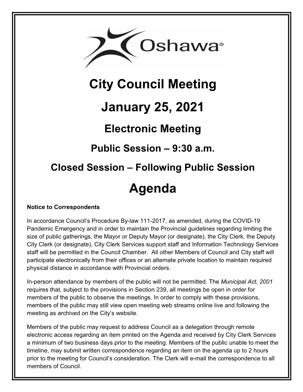 City Council Agenda January 25, 2021 Page 1