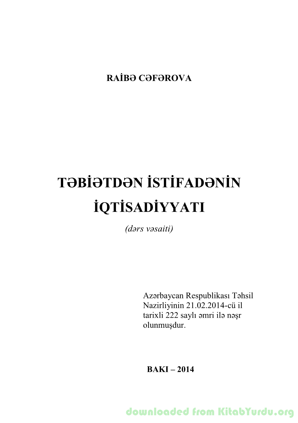 Təbiətdən Istifadənin Iqtisadiyyati