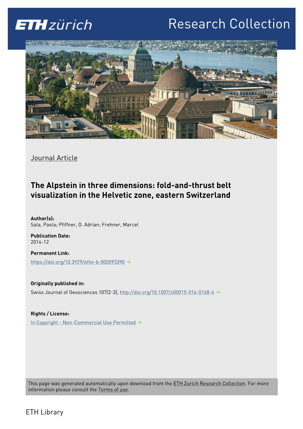 The Alpstein in Three Dimensions: Fold-And-Thrust Belt Visualization in the Helvetic Zone, Eastern Switzerland