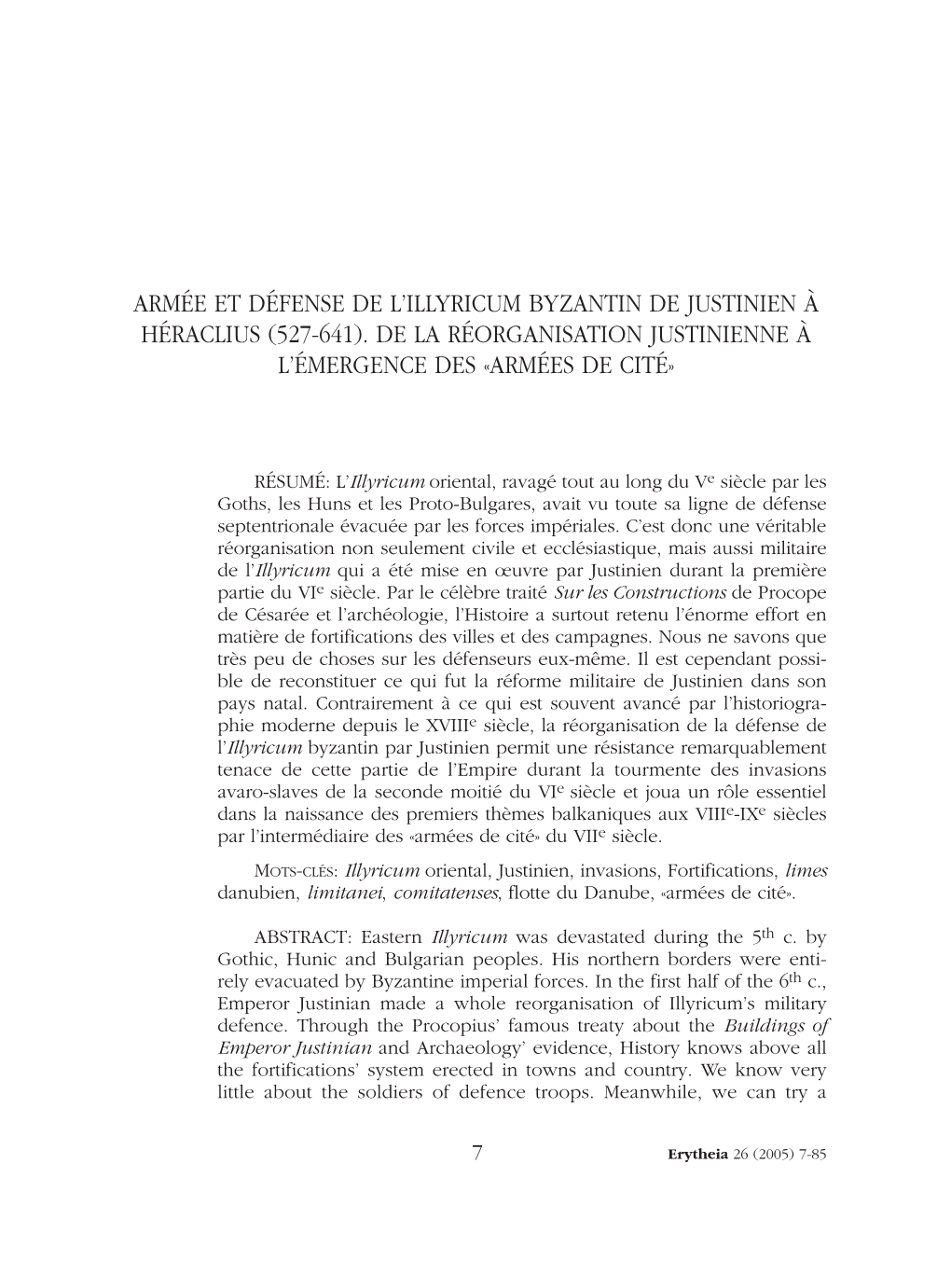 Armée Et Défense De L'illyricum Byzantin De