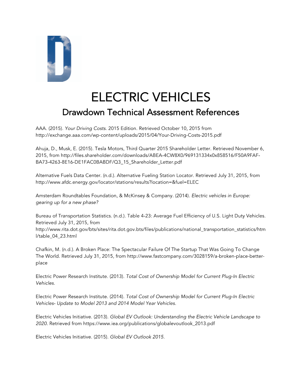 References ELECTRIC VEHICLES