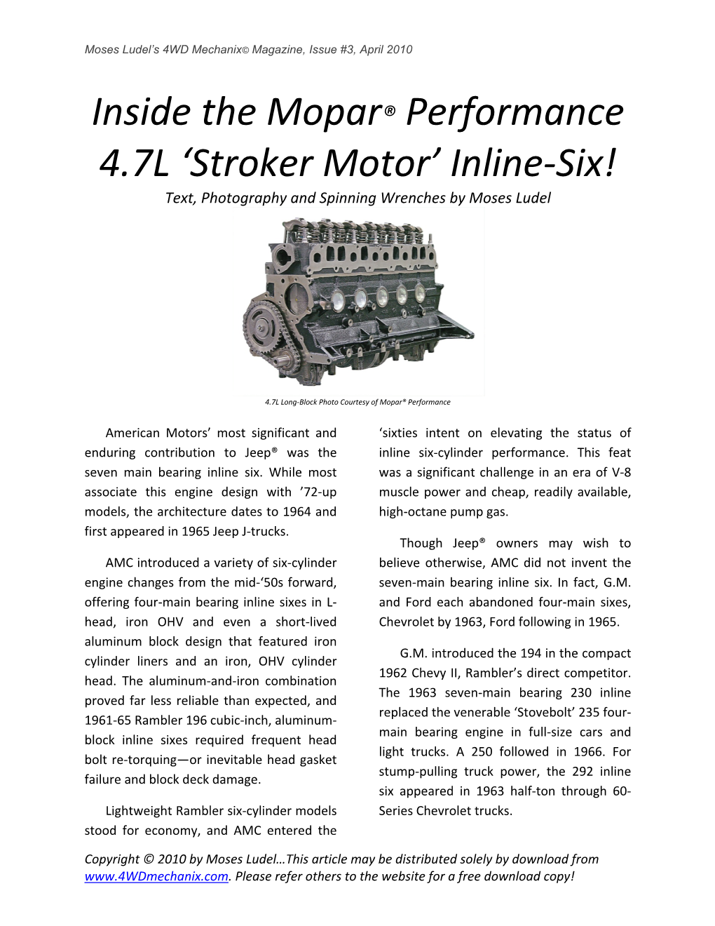 'Stroker Motor' Inline-Six!