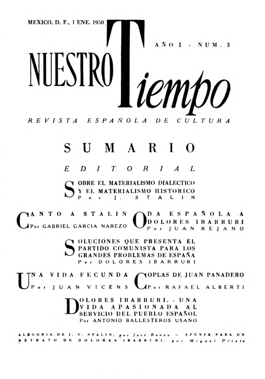 Nuestro Tiempo : Revista Española De Cultura. Año I, Núm. 3, Enero 1950
