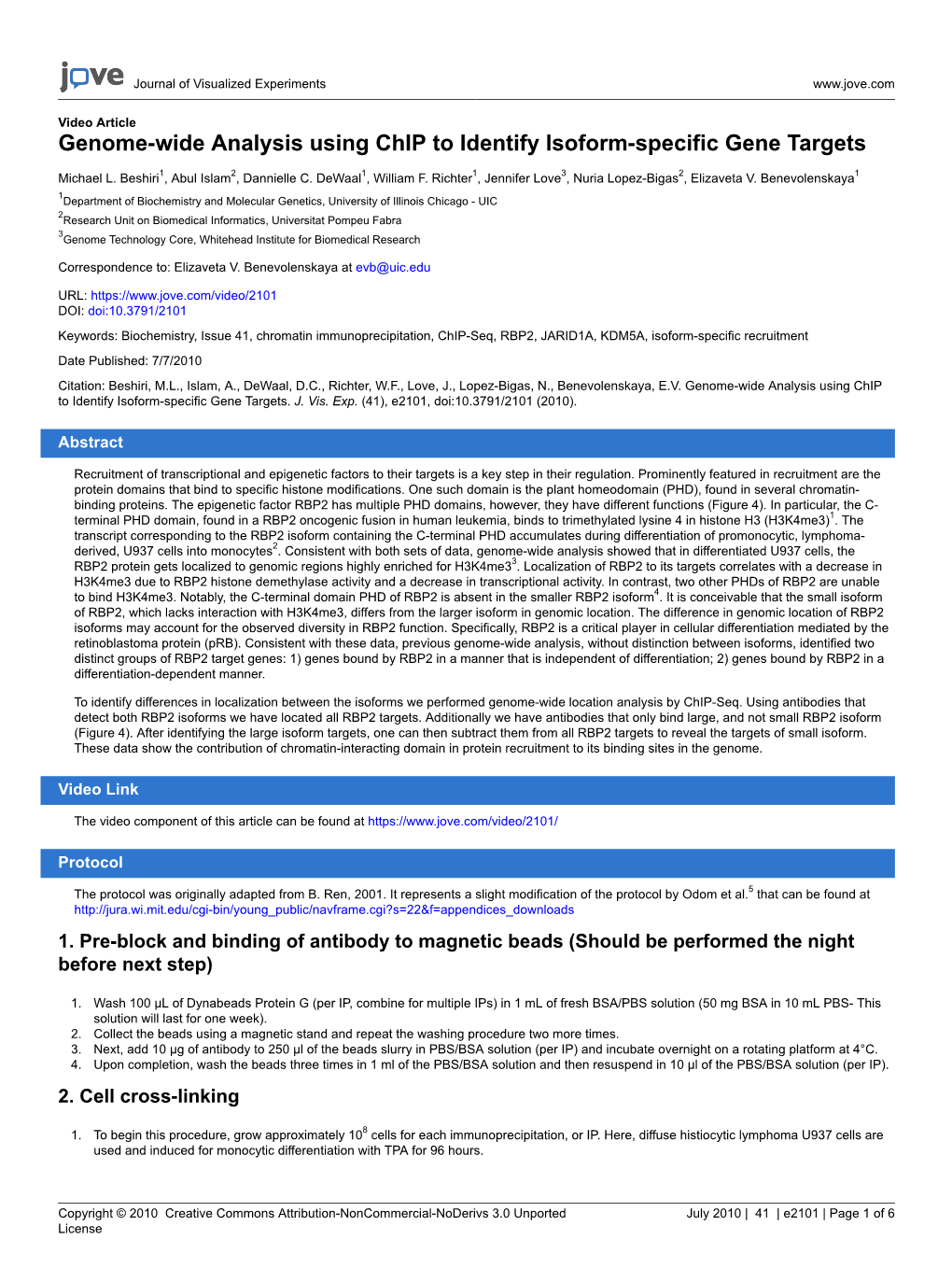 Genome-Wide Analysis Using Chip to Identify Isoform-Specific Gene Targets