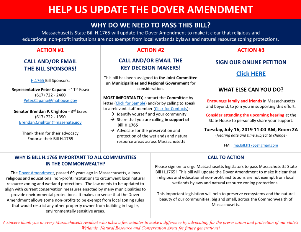 Help Us Update the Dover Amendment