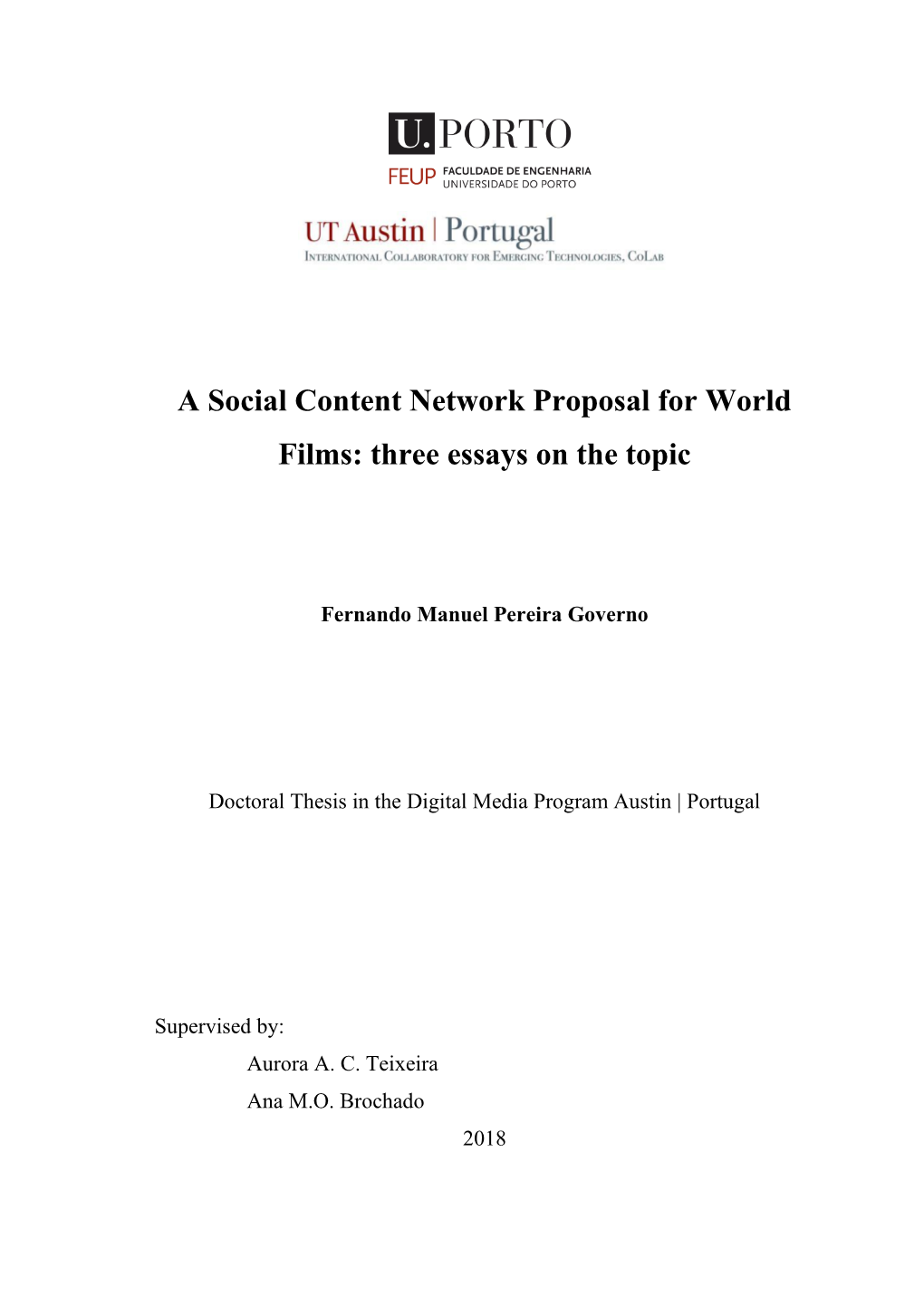 A Social Content Network Proposal for World Films: Three Essays on the Topic